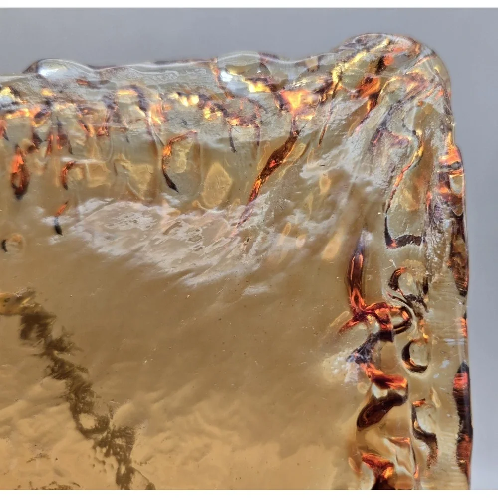 Vintage Amber Glass Curved Serving Tray - Japan 20th Century B#27